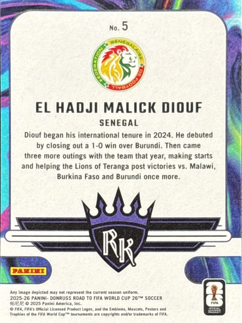 Panini Donruss Rookie Kings World Cup Soccer Trading Card